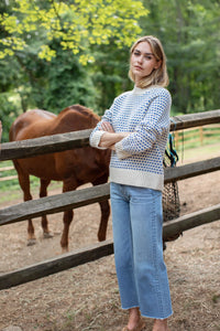Marea Lodge Sweater | Ivory Tidal Blue Birdseye