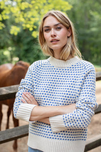 Marea Lodge Sweater | Ivory Tidal Blue Birdseye