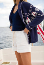 Load image into Gallery viewer, Marea Nautical Intarsia Shawl Cardigan | Navy
