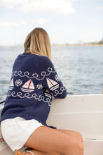 Load image into Gallery viewer, Marea Nautical Intarsia Shawl Cardigan | Navy