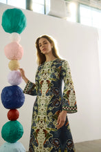 Load image into Gallery viewer, Hunter Bell Townes Dress | Bell Sleeve Crew Neck Printed Midi Dress