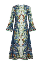Load image into Gallery viewer, Hunter Bell Townes Dress | Bell Sleeve Crew Neck Printed Midi Dress