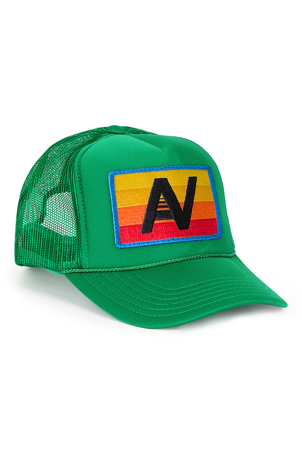 Aviator Nation LOGO RAINBOW VINTAGE TRUCKER HAT Kelly Green