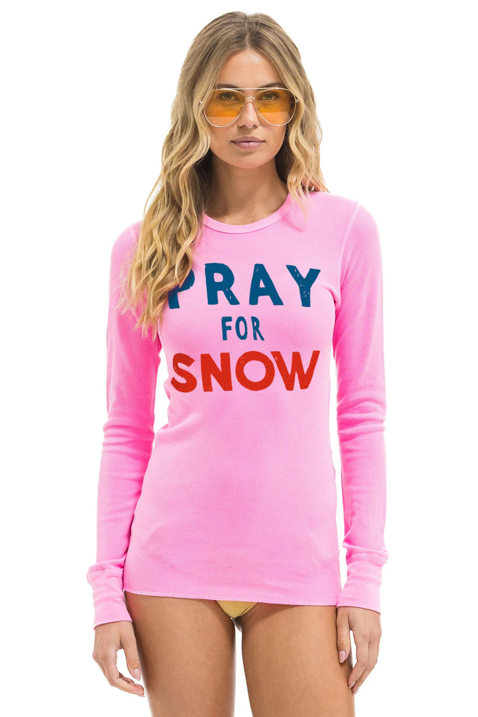 Aviator Nation PRAY FOR SNOW Thermal | Neon Pink