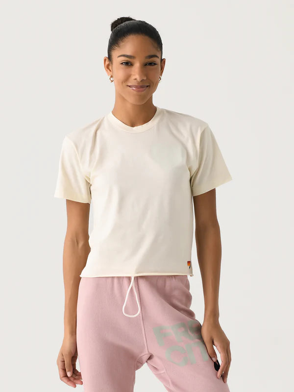 Aviator Nation Women's Glitter Heart Boyfriend Tee | Vintage White & Silver