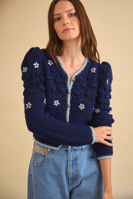 Hunter Bell Willow Cardigan | Navy Knit
