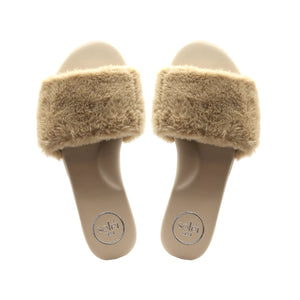 Solei Sea Ziela Fur Slide | Sable & Black