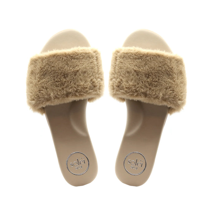Solei Sea Ziela Fur Slide | Sable & Black