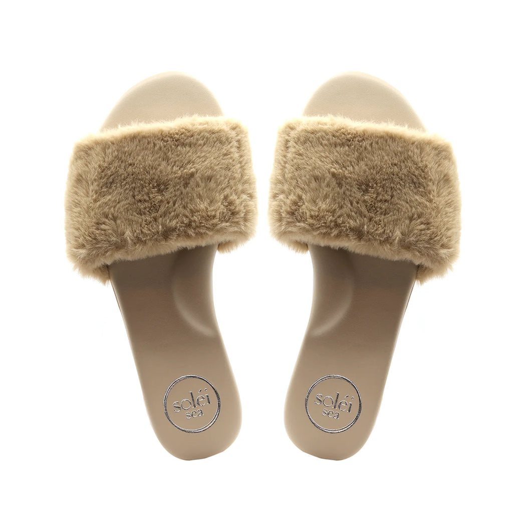 Solei Sea Ziela Fur Slide | Sable & Black