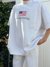 Load image into Gallery viewer, PREORDER Sunkissed Coconut United States Flag Short Sleeve Mock Neck Sweatshirt