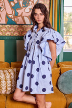 Load image into Gallery viewer, Charlotte Polka Dot Mini Dress | Navy