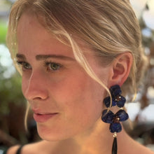 Load image into Gallery viewer, Fiona Double Floral Earring | Tortoise &amp; Navy