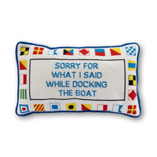 Load image into Gallery viewer, Furbish Studio Docking The Boat Needlepoint Pillow
