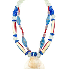 Load image into Gallery viewer, Twine &amp; Twig Red White &amp; Blue Shell Stack Necklace