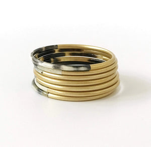 Gold & Horn Bangle Bracelet Set