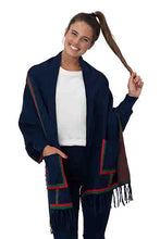 Load image into Gallery viewer, Sleeved Wrap | Navy, Red, &amp; Green