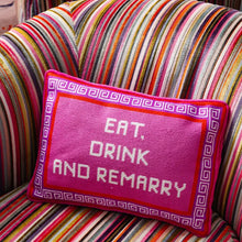 Load image into Gallery viewer, Furbish Studio Eat Drink Remarry Needlepoint Pillow