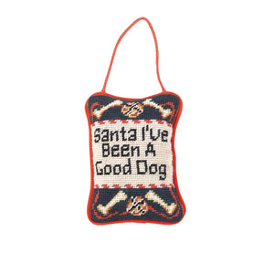 "Santa I've Been A Good Dog" Needlepoint Door Hanger