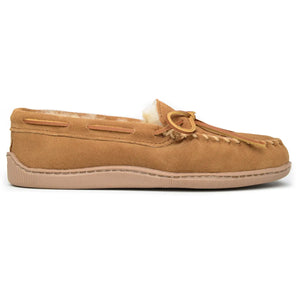 Men's Suede Cozy Sheepskin Moccasin Slipper House Shoe | Tan