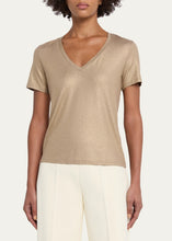 Load image into Gallery viewer, Majestic Filatures Soft Touch V-Neck Shimmer Jersey T-Shirt | Coffee Latte