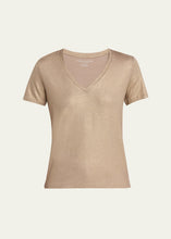 Load image into Gallery viewer, Majestic Filatures Soft Touch V-Neck Shimmer Jersey T-Shirt | Coffee Latte