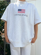 Load image into Gallery viewer, PREORDER Sunkissed Coconut United States Flag Short Sleeve Mock Neck Sweatshirt