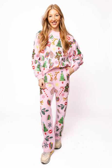 Queen Of Sparkles Light Pink Christmas Icon SWEATPANTS