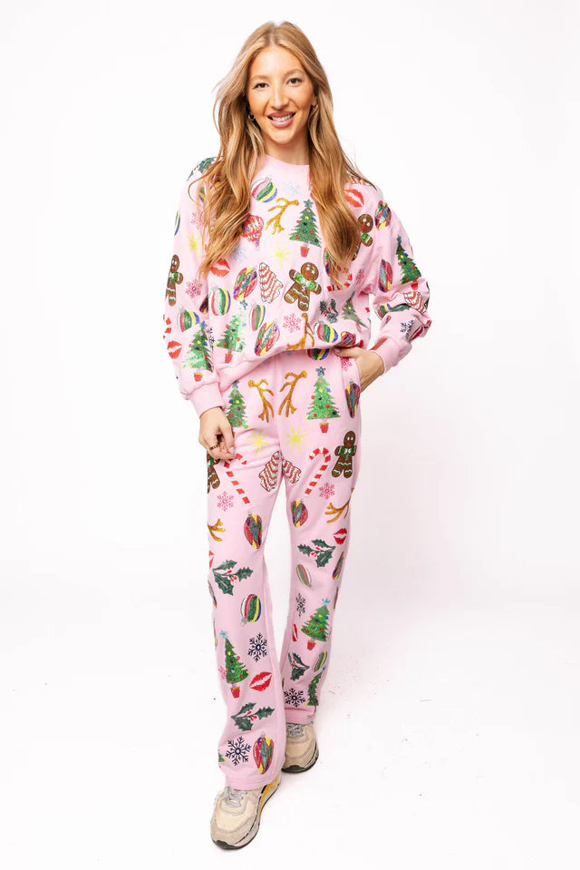 Queen Of Sparkles Light Pink Christmas Icon SWEATPANTS
