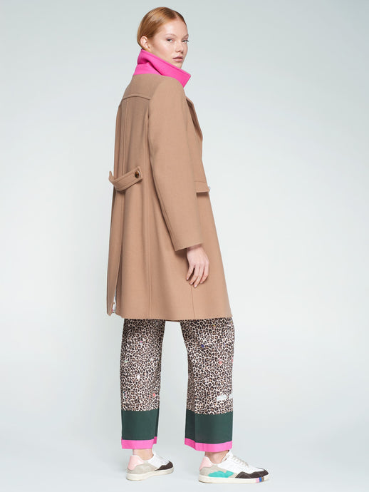 Vilagallo Camel & Pink Double Breasted Coat