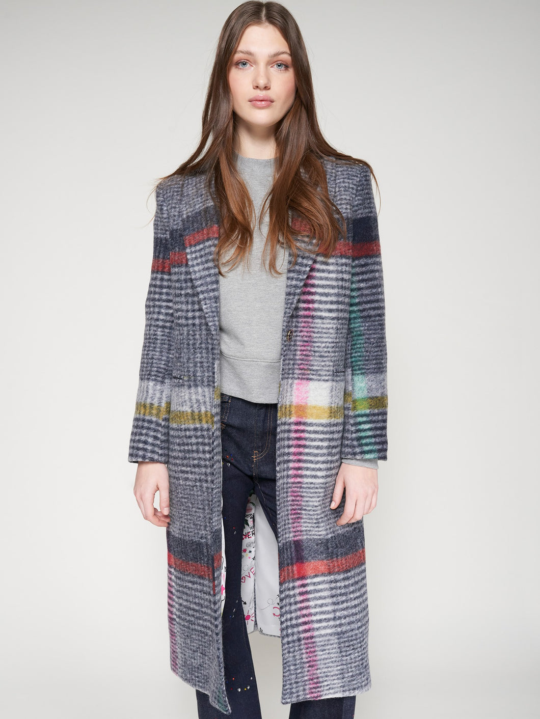 Vilagallo Multicolor Checked Long Coat