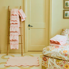 Load image into Gallery viewer, Weezie Towels Scallop Bath Mat | Coral On Ballet Pink