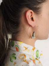 Load image into Gallery viewer, Nach France Sitting Cheetah Porcelain Hoop Earrings