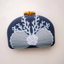 Load image into Gallery viewer, Coral &amp; Shell Clutch Purse | Navy