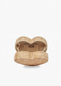 Sisal Heart Shaped Woven Wicker Clutch | Natural