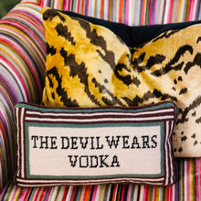 Load image into Gallery viewer, The Devil Wears Vodka Needlepoint Pillow