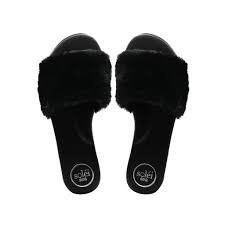 Solei Sea Ziela Fur Slide | Sable & Black