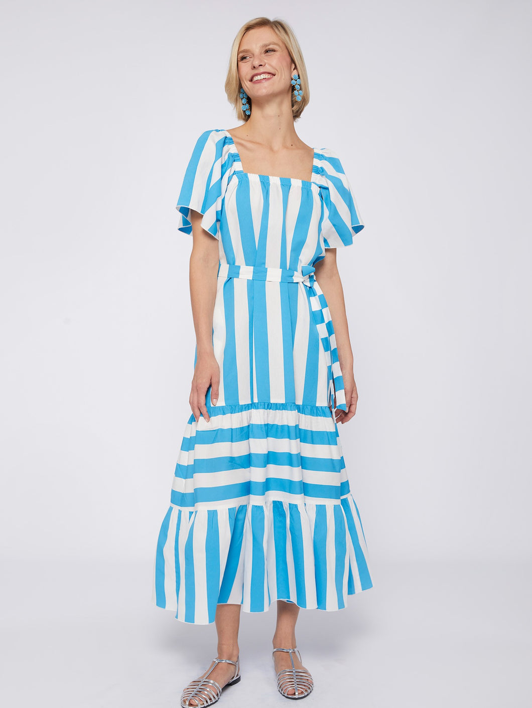 Vilagallo Palmira Dress | Turquoise Stripes