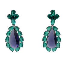 Load image into Gallery viewer, Emerald &amp; Amethyst Drop Earrings