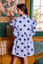 Load image into Gallery viewer, Charlotte Polka Dot Mini Dress | Navy