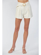 Load image into Gallery viewer, Linen Bamboo Belt Shorts | Cream