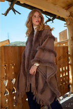 Load image into Gallery viewer, Faux Fur Trimmed Poncho | Sabel