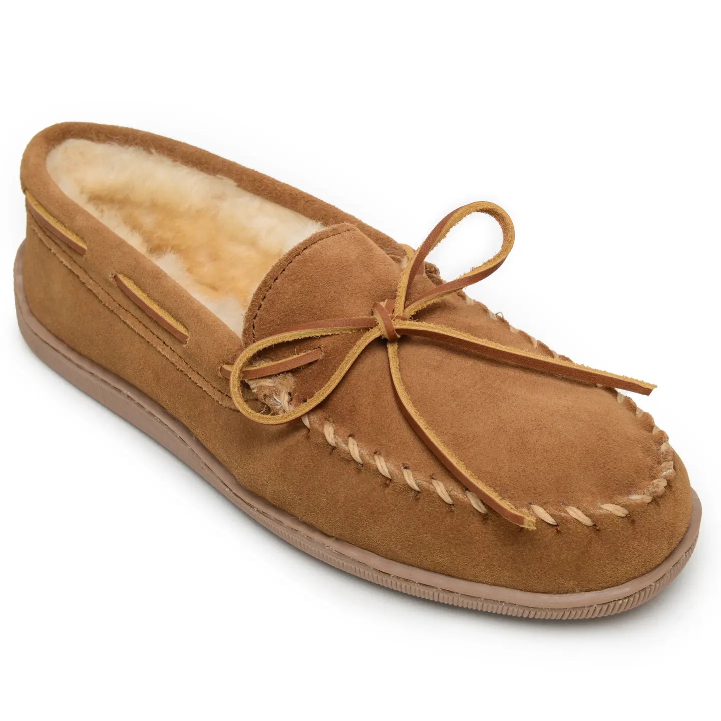 Men's Suede Cozy Sheepskin Moccasin Slipper House Shoe Tan – Cat