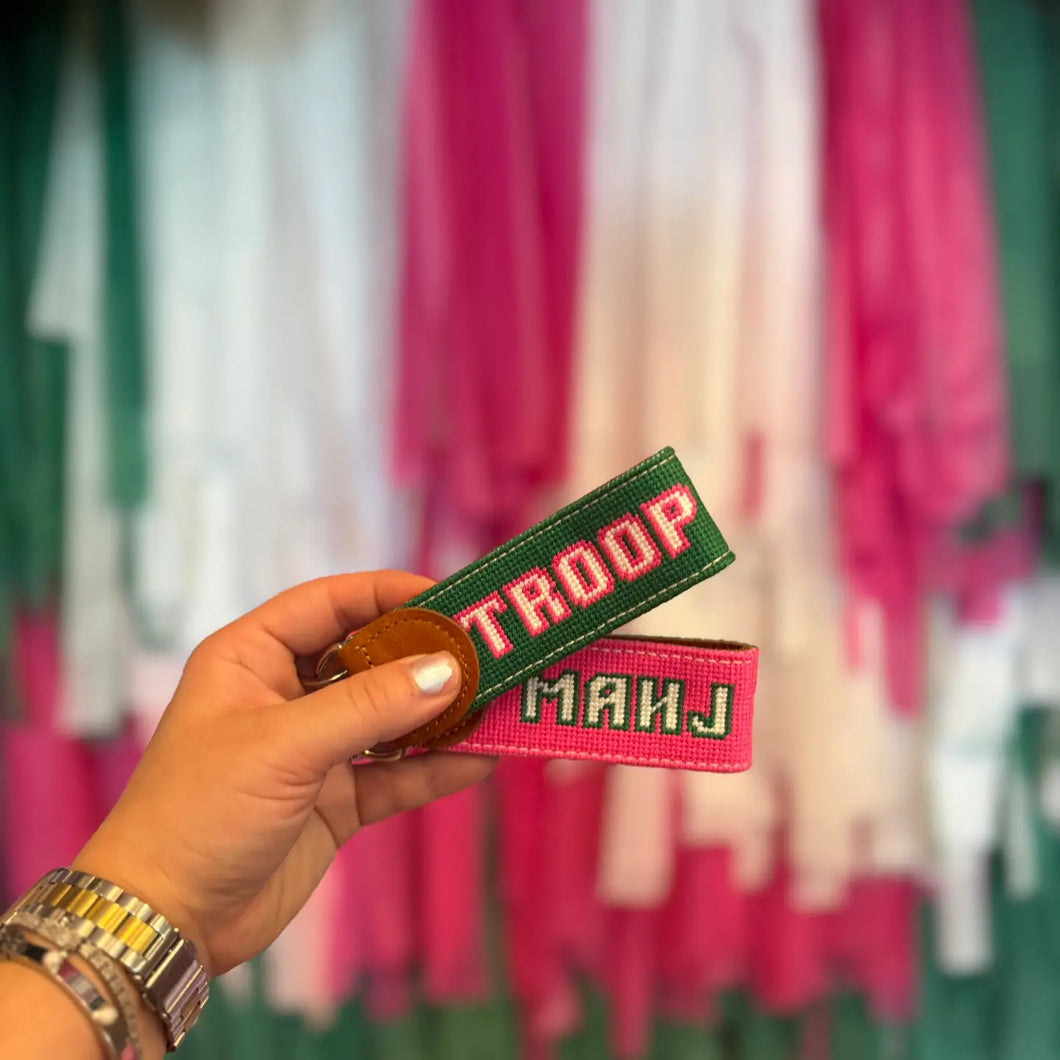 Troop Mahj Mahjong Needlepoint Key Fob