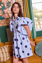 Load image into Gallery viewer, Charlotte Polka Dot Mini Dress | Navy