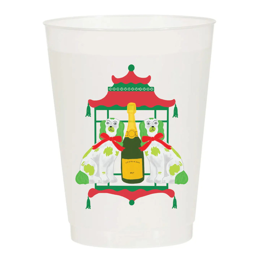 Staffordshire Champagne Christmas Frosted Cups | Set Of 10