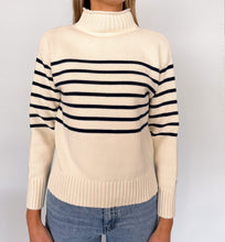 Load image into Gallery viewer, Marea Millie Roll Neck Sweater | Ivory &amp; Navy Stripe