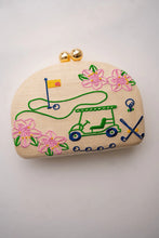 Load image into Gallery viewer, Golf Raffia &amp; Rhododendron Clutch Purse