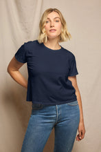 Load image into Gallery viewer, Perfect White Tee Harley Cotton Boxy Crewneck Tee | Navy