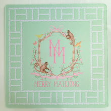 Load image into Gallery viewer, Merry Mahjong Co. Green Lattice Faux Bamboo Mahjong Mat