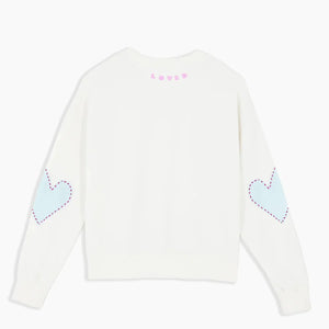 Kerri Rosenthal Boyfriend Sweatshirt Heart Patchwork | Cloud White